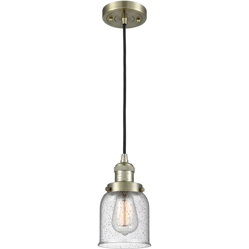 Franklin Restoration Bell LED 5 inch Antique Brass Mini Pendant Ceiling Light in Seedy, Franklin Restoration
