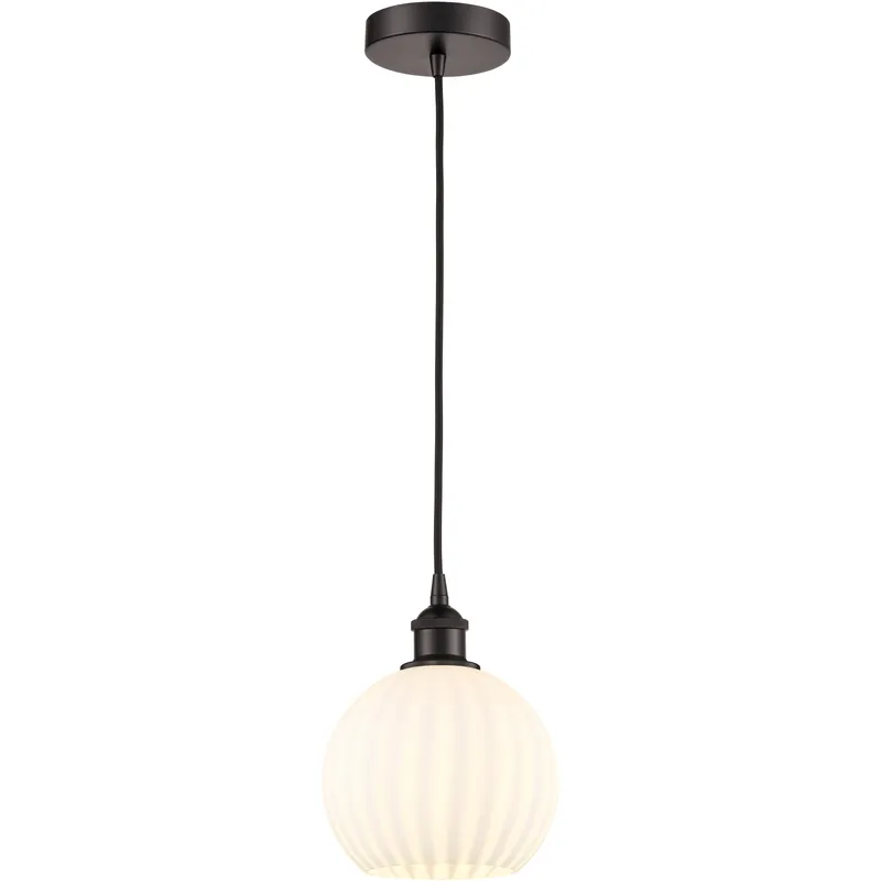 Edison White Venetian 1 Light 8 inch Oil Rubbed Bronze Cord Hung Mini Pendant Ceiling Light