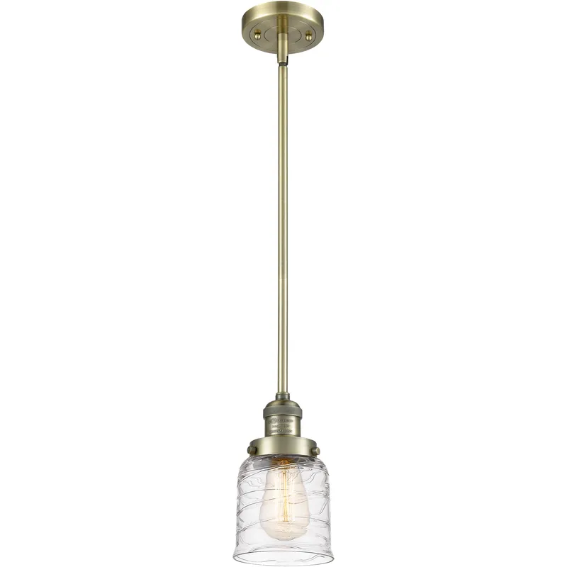Franklin Restoration Bell 1 Light 5 inch Antique Brass Mini Pendant Ceiling Light in Incandescent, Deco Swirl