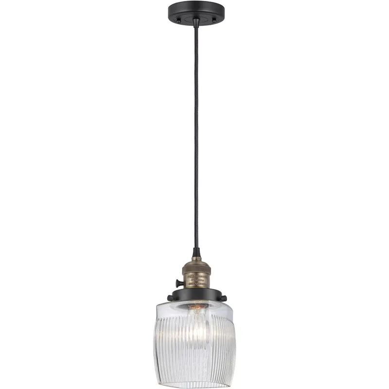 Franklin Restoration Colton LED 6 inch Black Antique Brass Mini Pendant Ceiling Light