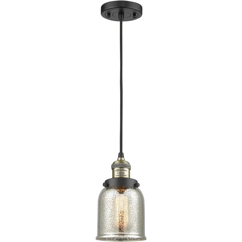 Franklin Restoration Bell LED 5 inch Black Antique Brass Mini Pendant Ceiling Light in Silver Plated Mercury, Franklin Restoration