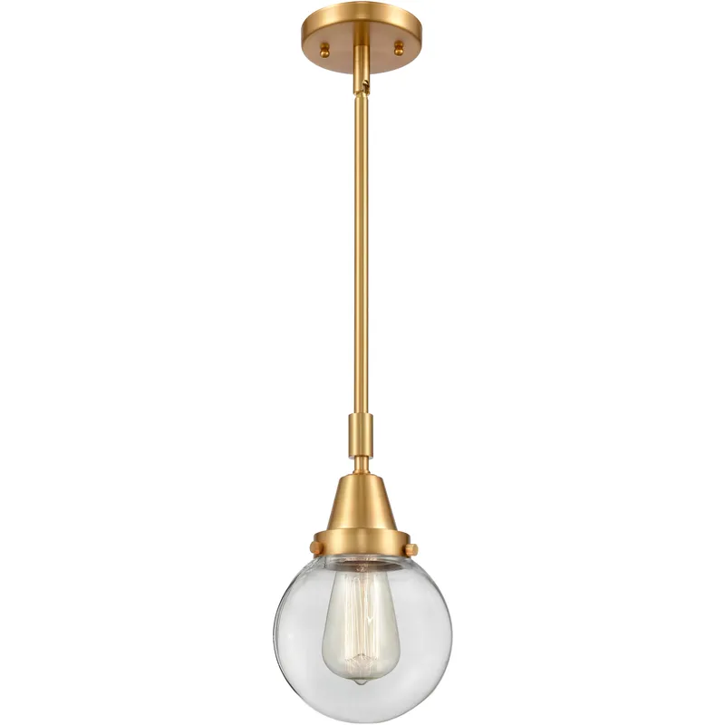 Beacon 1 Light 6 inch Satin Gold Mini Pendant Ceiling Light in Clear Glass