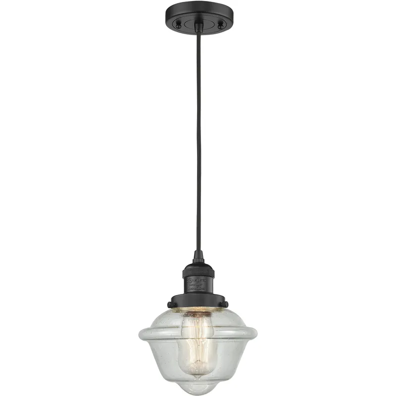 Franklin Restoration Oxford 1 Light 7.5 inch Matte Black Mini Pendant Ceiling Light in Incandescent, Clear, Franklin Restoration