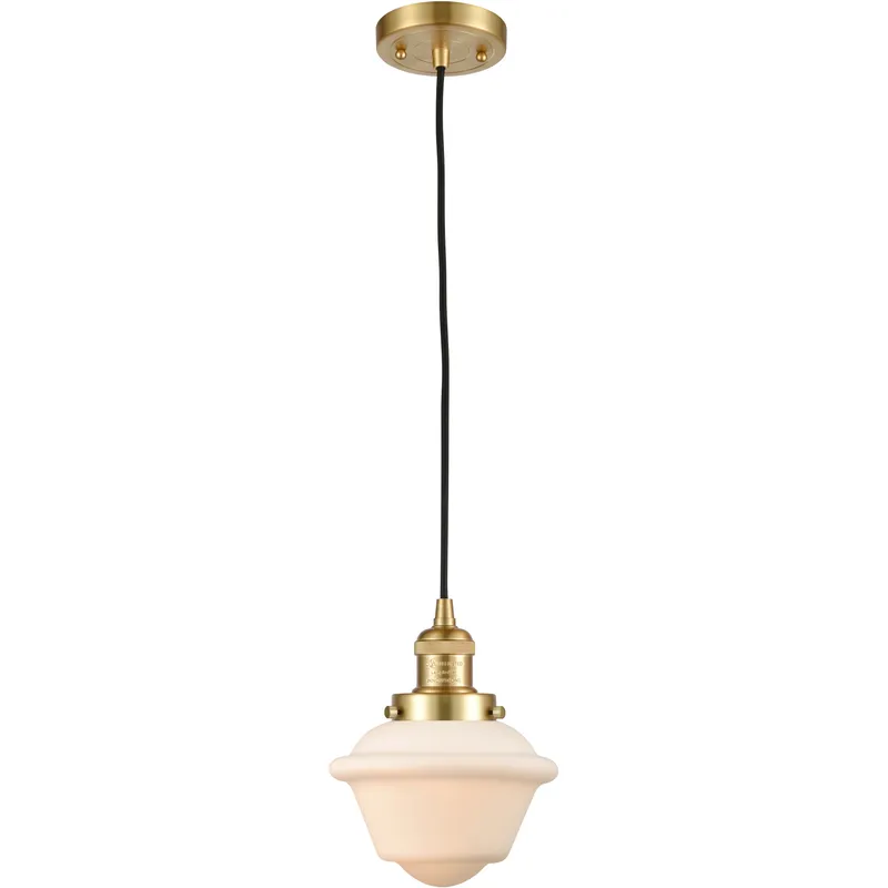 Franklin Restoration Oxford LED 7.5 inch Satin Gold Mini Pendant Ceiling Light in Matte White, Franklin Restoration