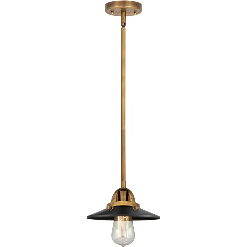 Nouveau 2 Railroad LED 8 inch Brushed Brass Mini Pendant Ceiling Light in Matte Black