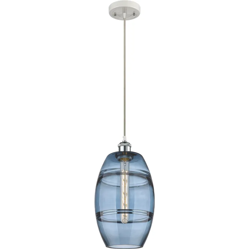 Ballston Vaz 1 Light 8 inch White Polished Chrome Cord Hung Mini Pendant Ceiling Light