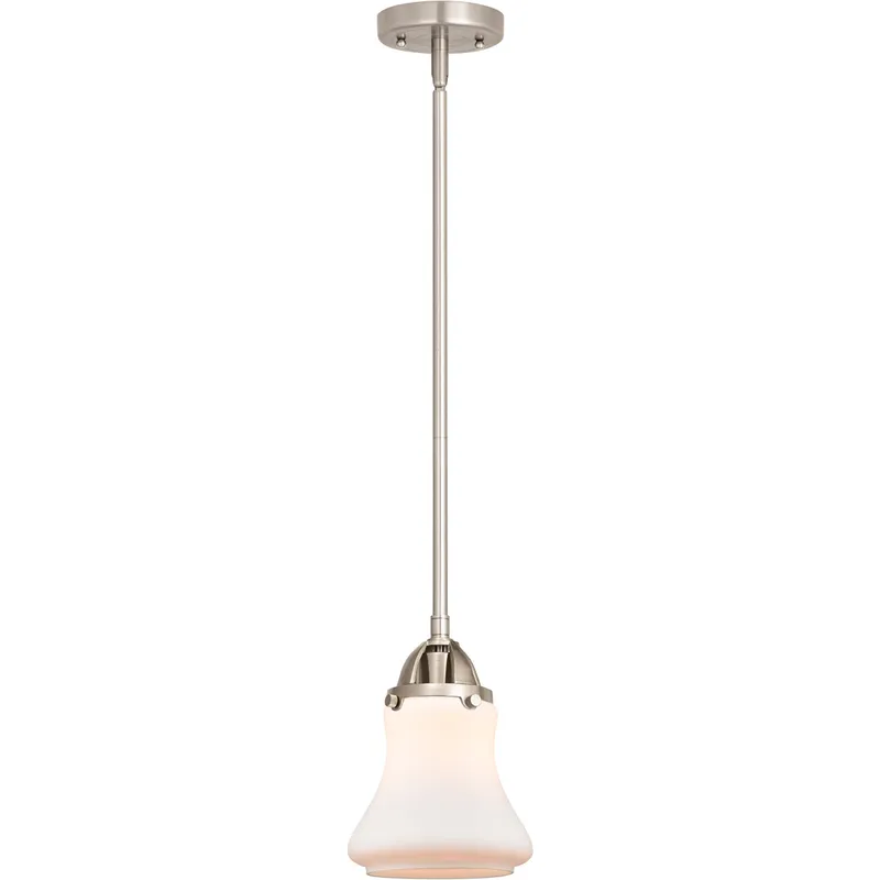 Nouveau 2 Bellmont 1 Light 6 inch Brushed Satin Nickel Mini Pendant Ceiling Light in Matte White Glass