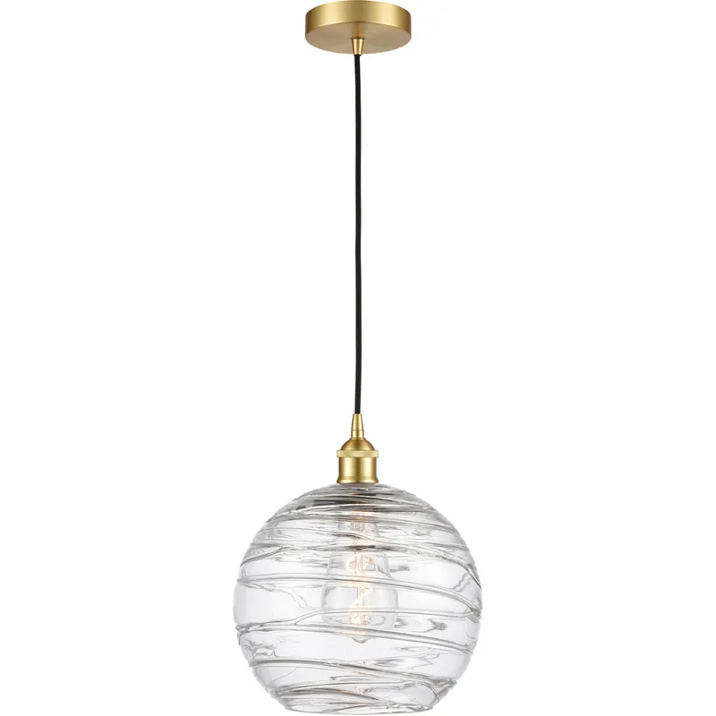 Edison Athens Deco Swirl LED 10 inch Satin Gold Mini Pendant Ceiling Light