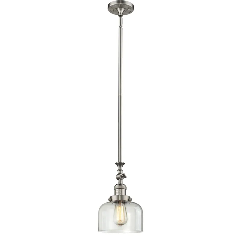 Franklin Restoration Bell LED 8 inch Brushed Satin Nickel Mini Pendant Ceiling Light in Clear, Franklin Restoration