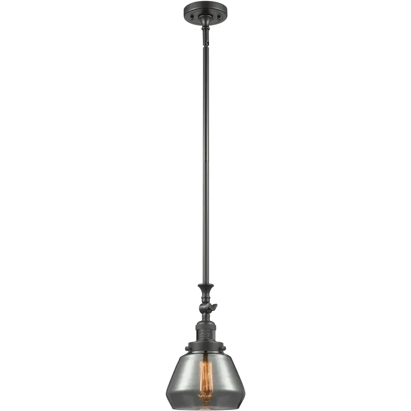 Franklin Restoration Fulton LED 7 inch Oil Rubbed Bronze Mini Pendant Ceiling Light in Light Smoke Glass, Franklin Restoration