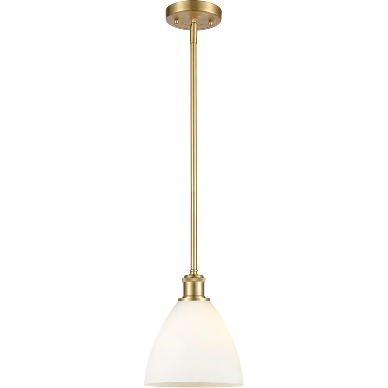 Ballston Dome LED 7.5 inch Satin Gold Mini Pendant Ceiling Light in Matte White Glass