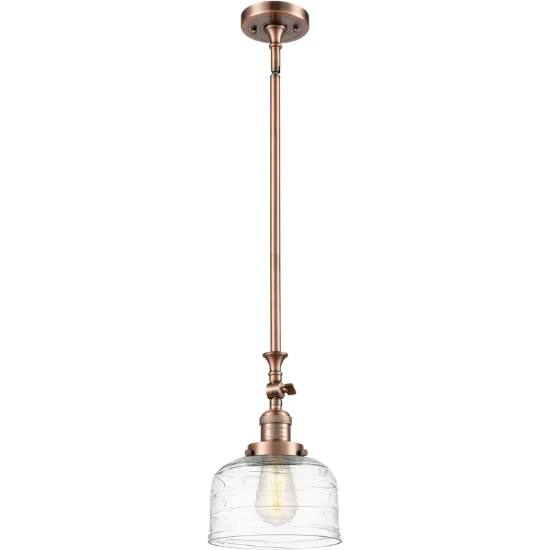 Franklin Restoration Bell 1 Light 8 inch Antique Copper Mini Pendant Ceiling Light in Incandescent, Clear Deco Swirl