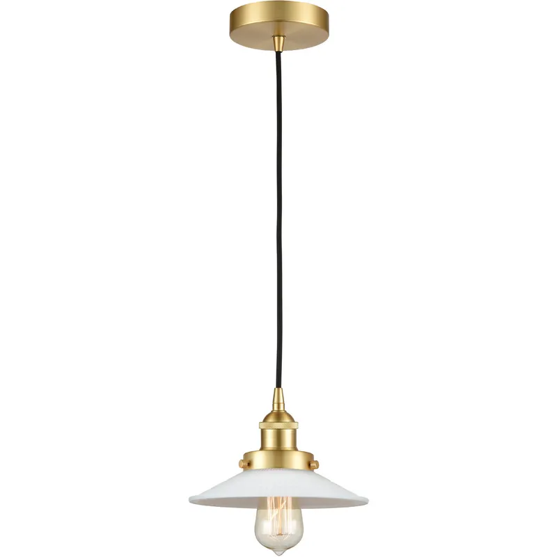 Edison Halophane LED 9 inch Satin Gold Mini Pendant Ceiling Light
