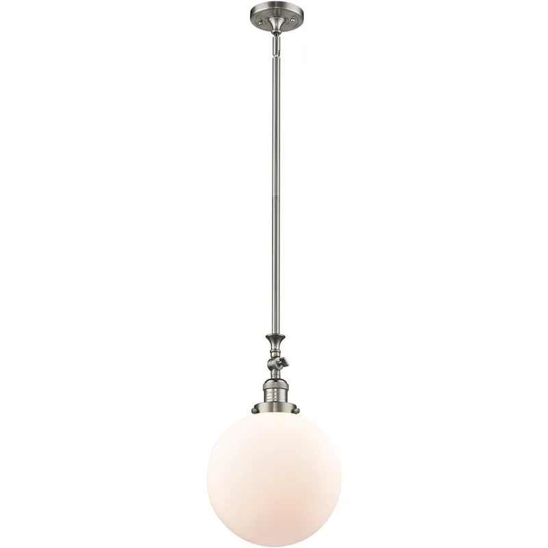 Franklin Restoration Beacon 1 Light 10 inch Brushed Satin Nickel Mini Pendant Ceiling Light in Incandescent, Matte White, Franklin Restoration
