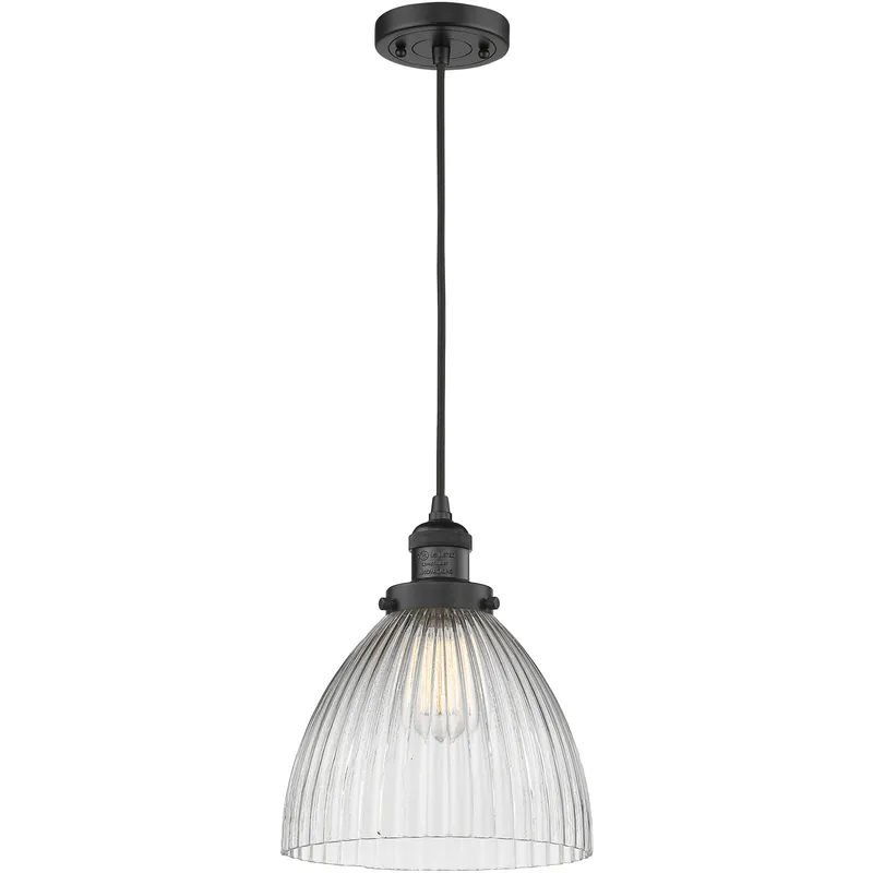 Franklin Restoration Seneca Falls 1 Light 9.5 inch Matte Black Mini Pendant Ceiling Light in Incandescent, Franklin Restoration