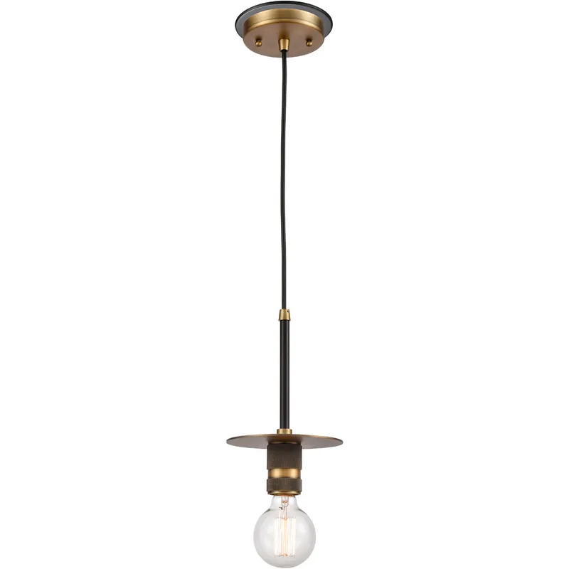 Restoration Aurora 1 Light 5.88 inch Black Brushed Brass Mini Pendant Ceiling Light, Restoration