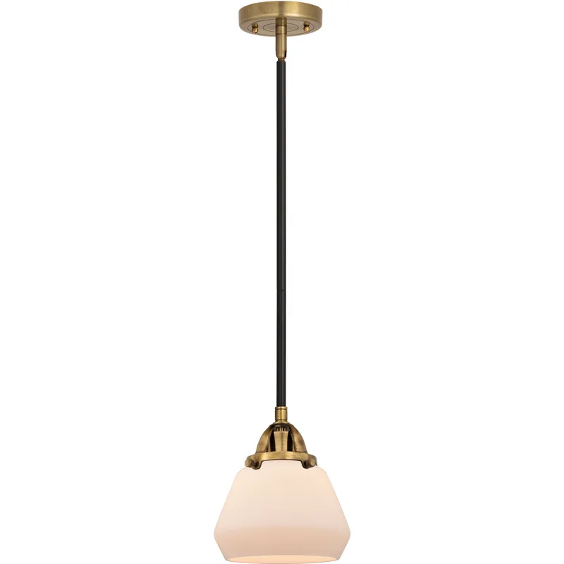Nouveau 2 Fulton LED 6.75 inch Black Antique Brass Mini Pendant Ceiling Light in Matte White