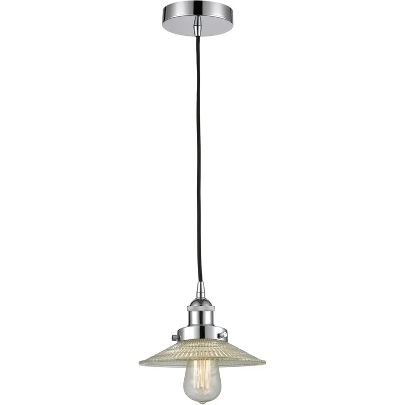 Edison Halophane LED 9 inch Polished Chrome Mini Pendant Ceiling Light