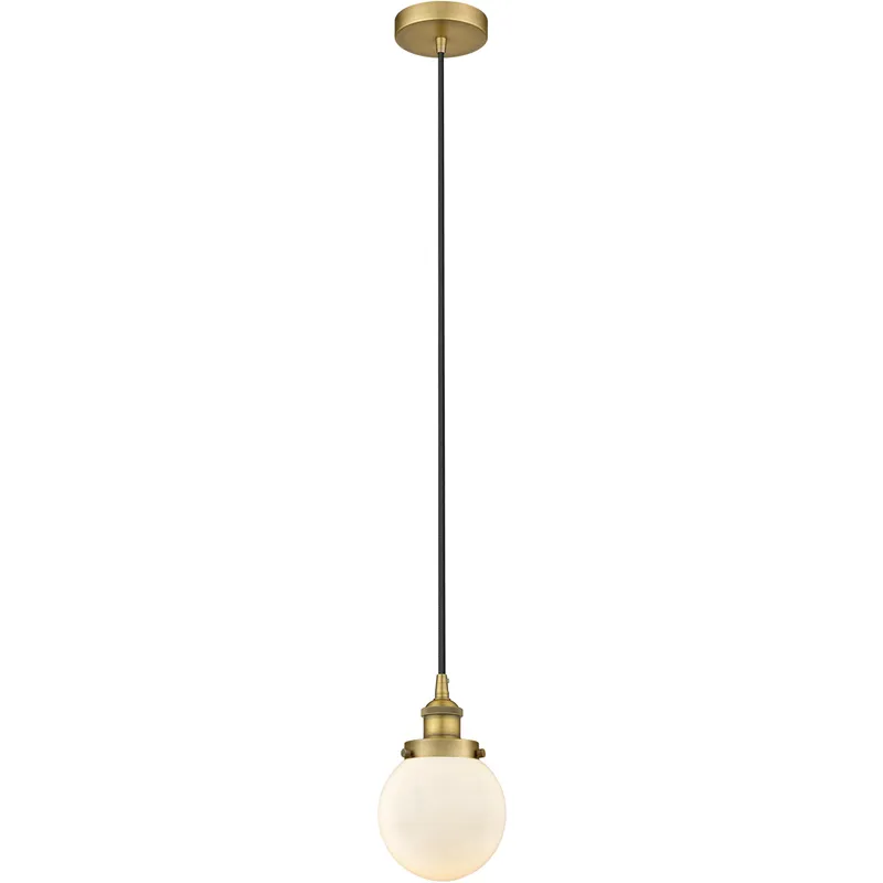 Edison Beacon LED 6 inch Brushed Brass Mini Pendant Ceiling Light