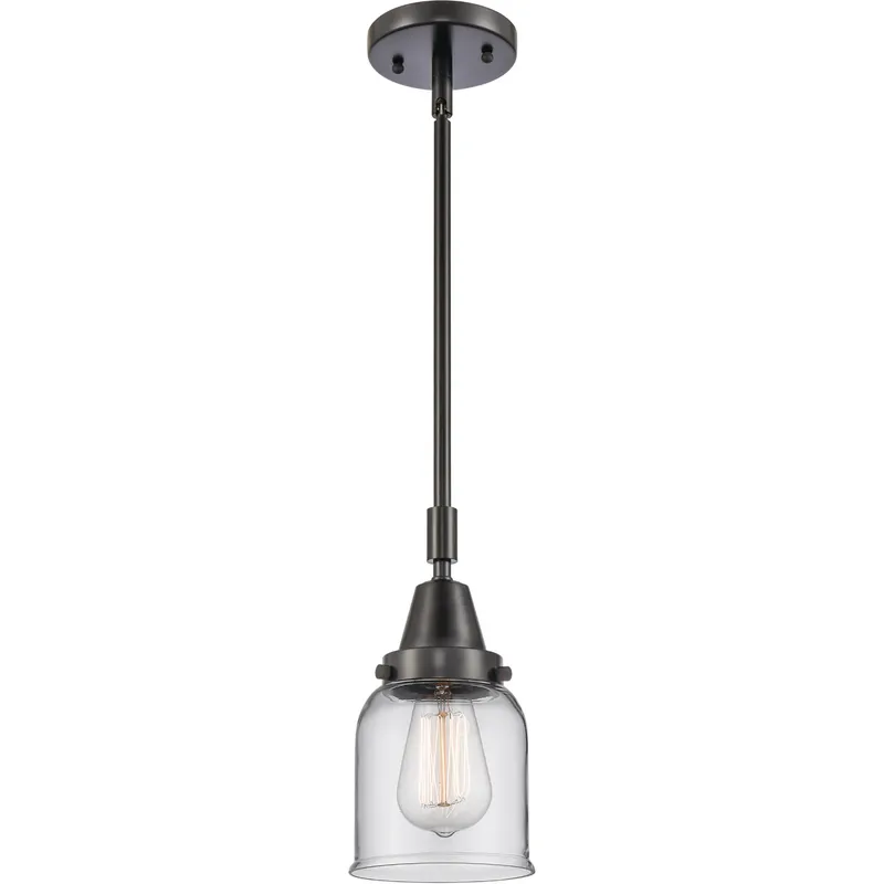 Franklin Restoration Small Bell LED 5 inch Matte Black Mini Pendant Ceiling Light in Clear Glass