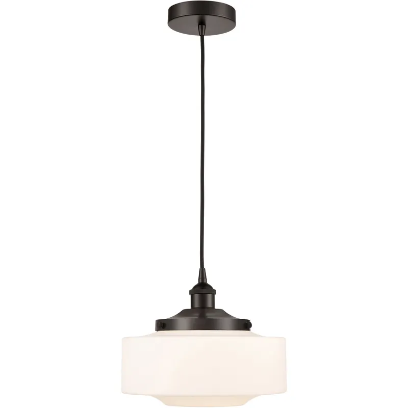Bridgeton 1 Light 12 inch Oil Rubbed Bronze Mini Pendant Ceiling Light in Matte White Glass