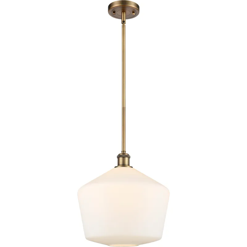 Ballston Cindyrella LED 12 inch Brushed Brass Mini Pendant Ceiling Light in Matte White Glass