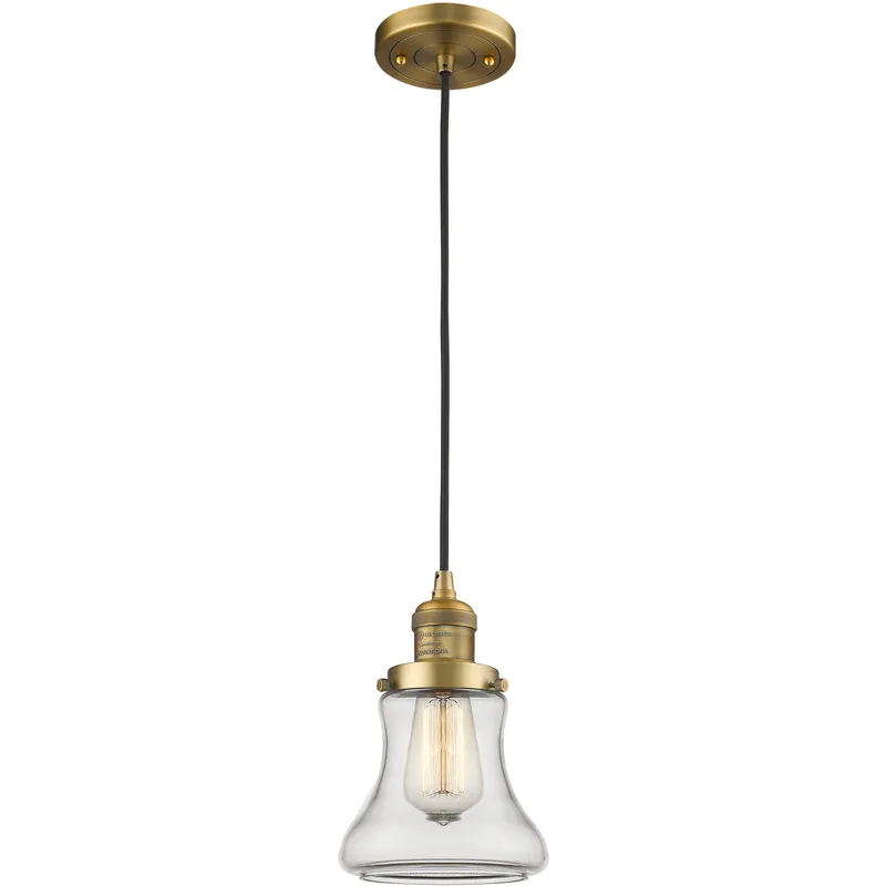 Franklin Restoration Bellmont 1 Light 6.25 inch Brushed Brass Mini Pendant Ceiling Light in Incandescent, Clear, Franklin Restoration