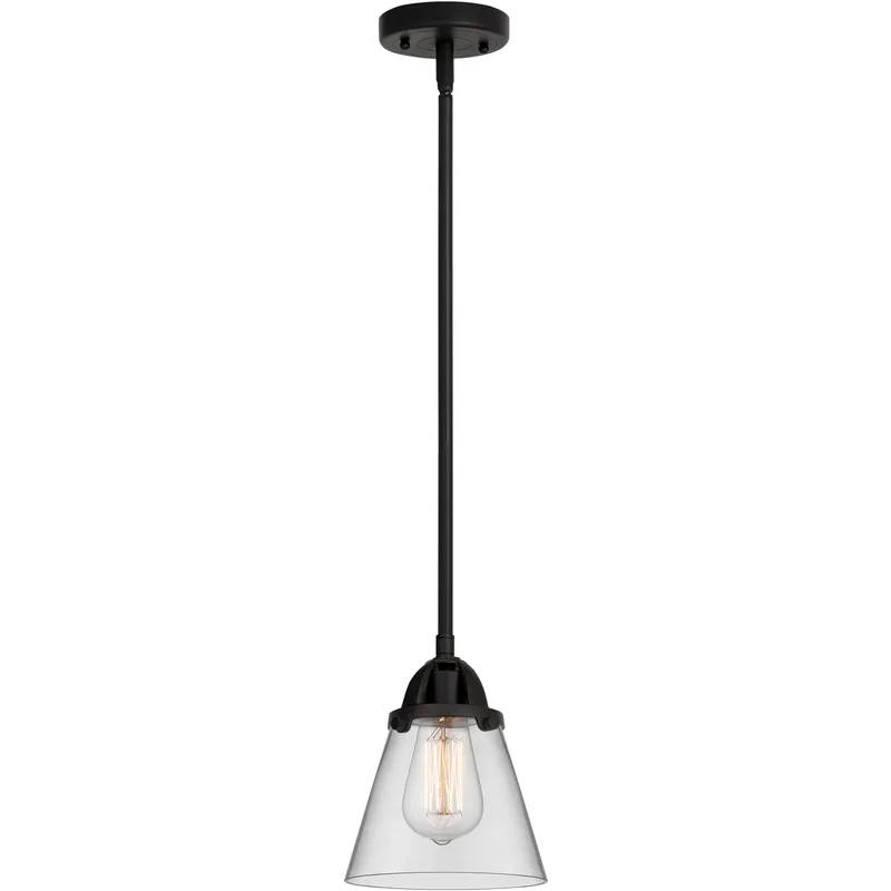 Nouveau 2 Cone 1 Light 6.25 inch Matte Black Mini Pendant Ceiling Light in Incandescent, Clear