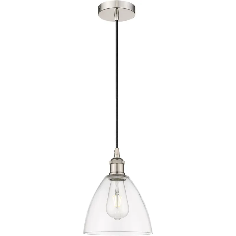 Edison Dome LED 7.5 inch Polished Nickel Mini Pendant Ceiling Light in Clear Glass