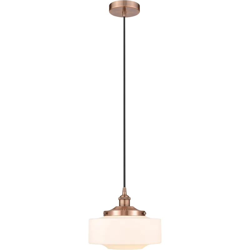 Bridgeton 1 Light 12 inch Antique Copper Mini Pendant Ceiling Light in Matte White Glass