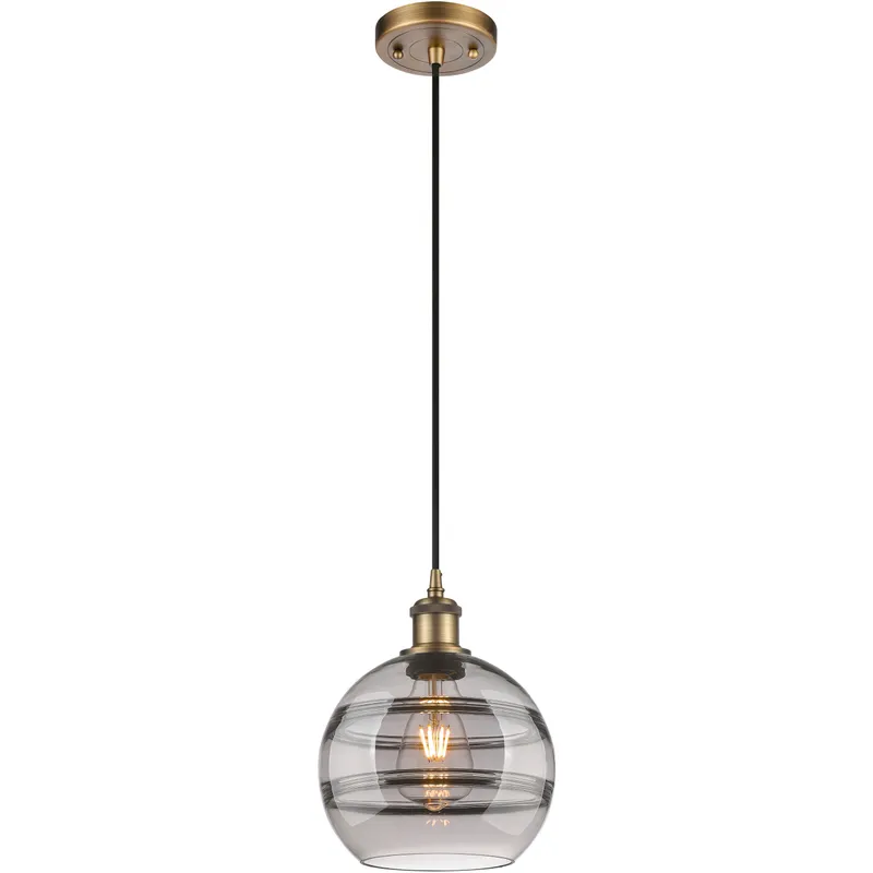 Ballston Rochester 1 Light 8 inch Brushed Brass Cord Hung Mini Pendant Ceiling Light