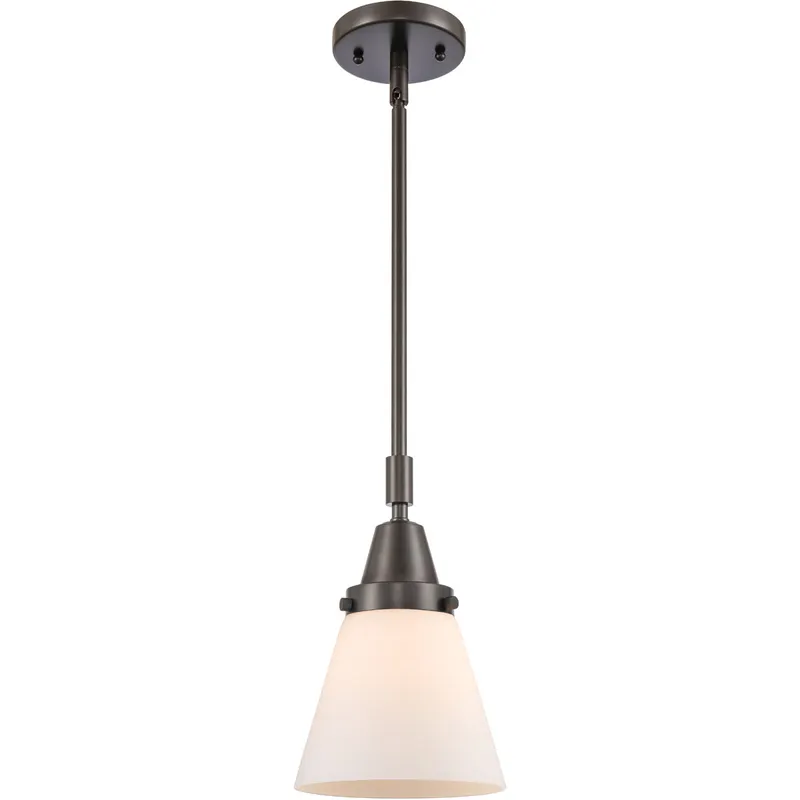 Franklin Restoration Small Cone LED 6 inch Oil Rubbed Bronze Mini Pendant Ceiling Light in Matte White Glass