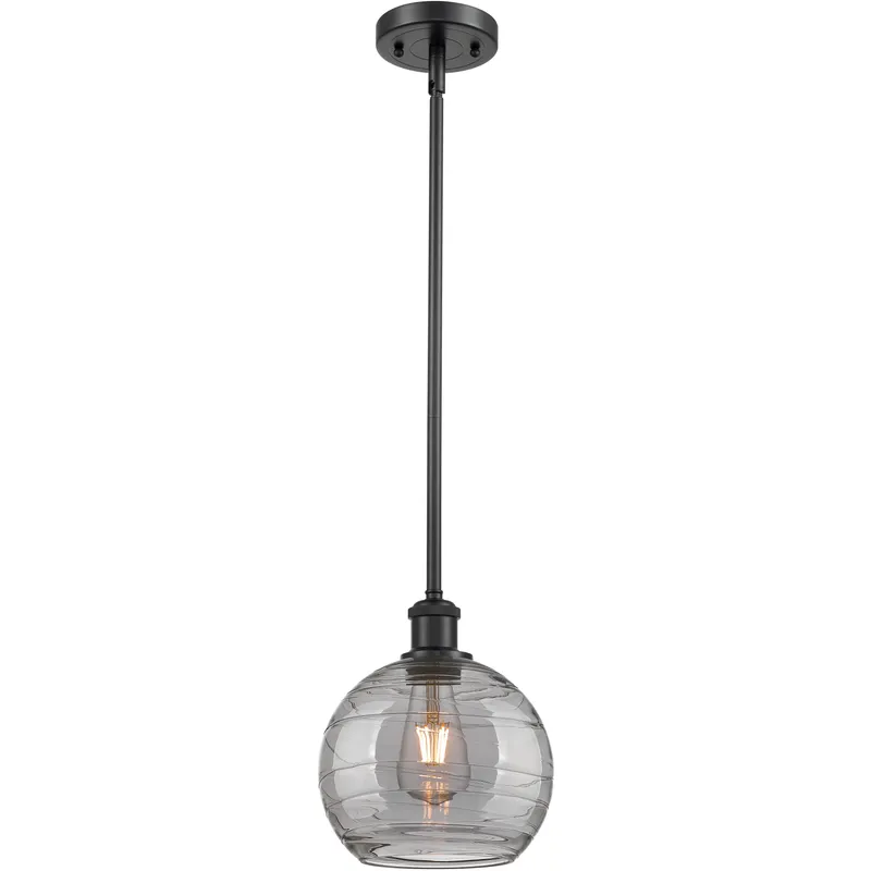 Ballston Athens Deco Swirl 1 Light 8 inch Matte Black Stem Hung Mini Pendant Ceiling Light