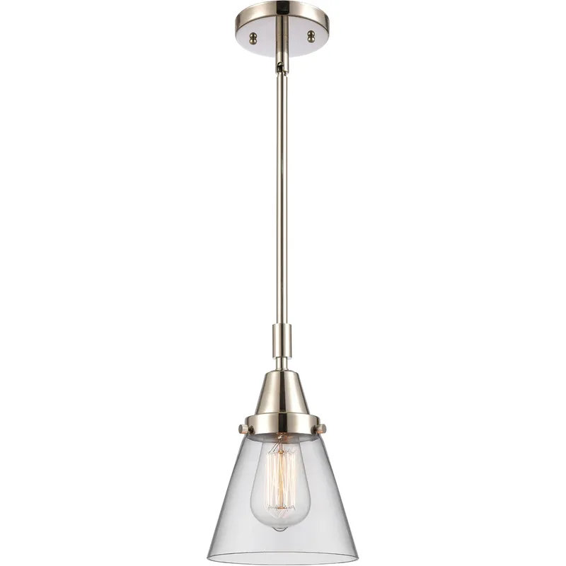 Franklin Restoration Small Cone LED 6 inch Polished Nickel Mini Pendant Ceiling Light in Clear Glass