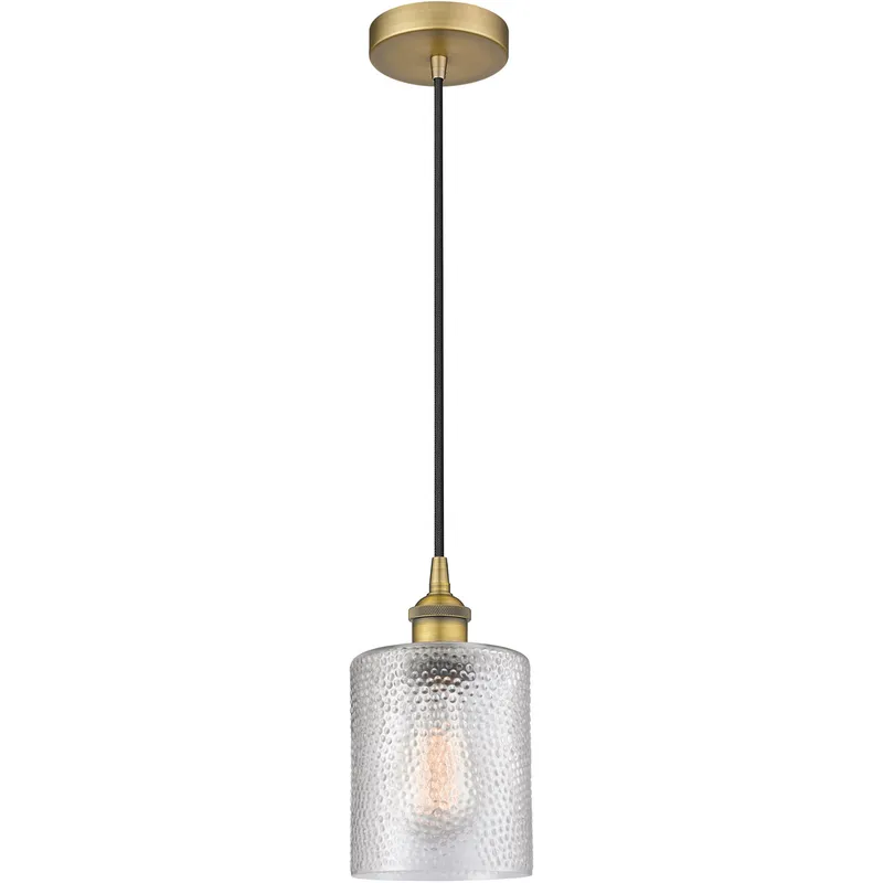Edison Cobbleskill LED 5 inch Brushed Brass Mini Pendant Ceiling Light