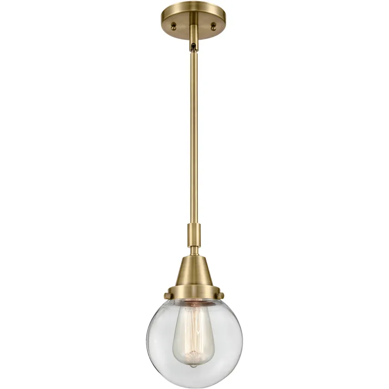 Beacon 1 Light 6 inch Antique Brass Mini Pendant Ceiling Light in Clear Glass