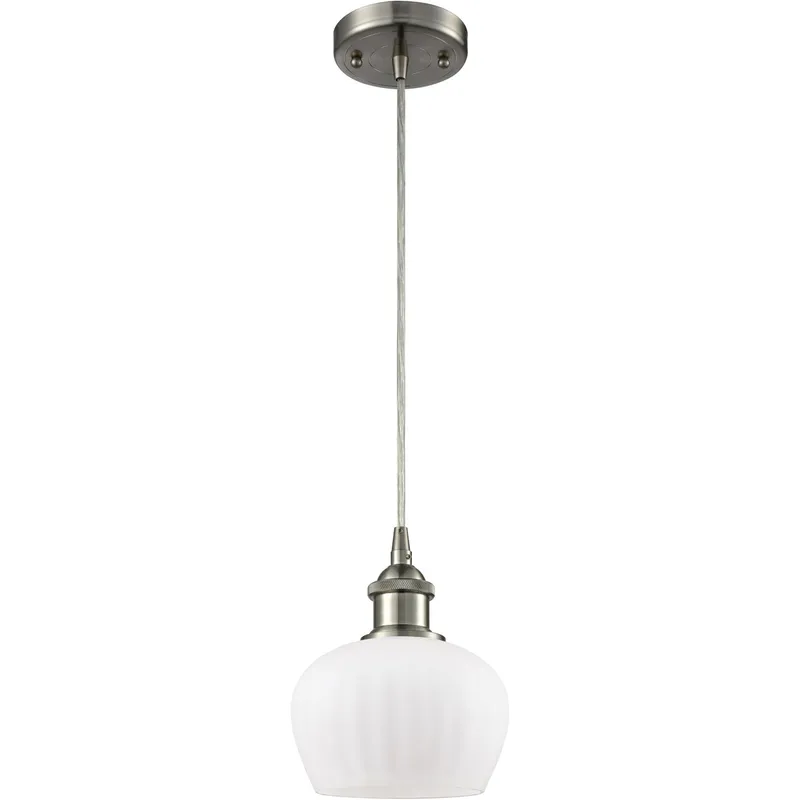 Ballston Fenton 1 Light 7 inch Brushed Satin Nickel Mini Pendant Ceiling Light in Matte White Glass, Ballston