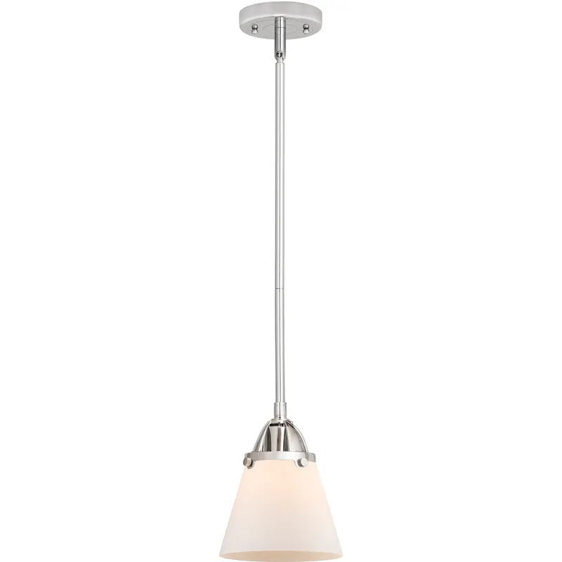 Nouveau 2 Cone 1 Light 6.25 inch Polished Chrome Mini Pendant Ceiling Light in Incandescent, Matte White