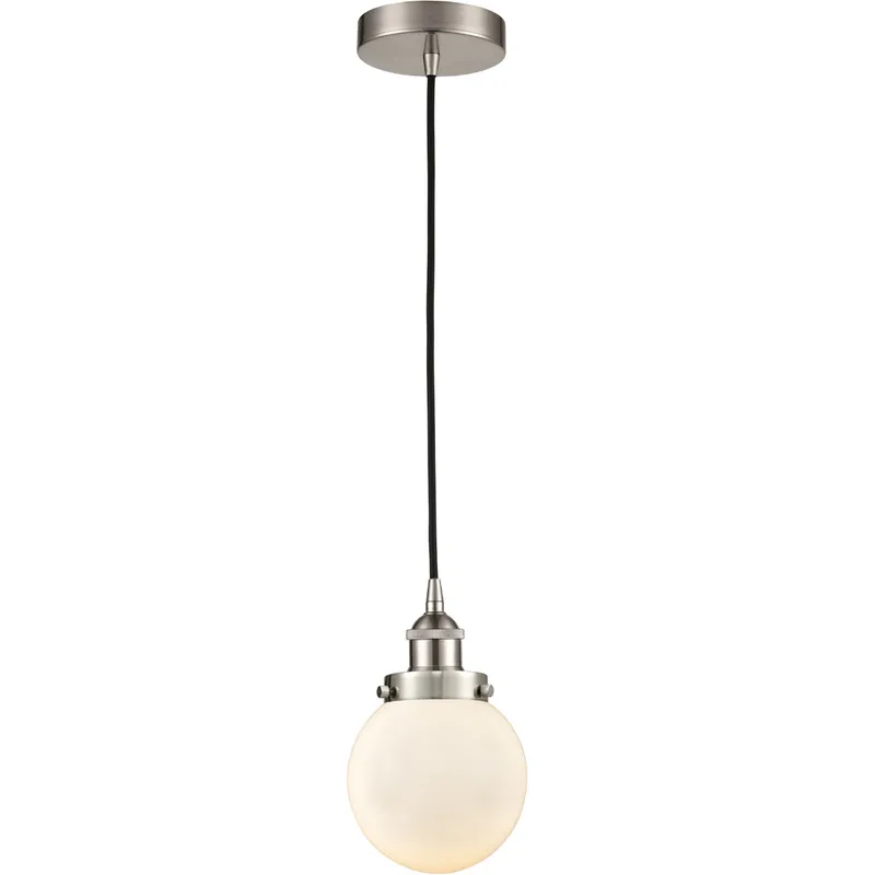 Edison Beacon LED 6 inch Brushed Satin Nickel Mini Pendant Ceiling Light