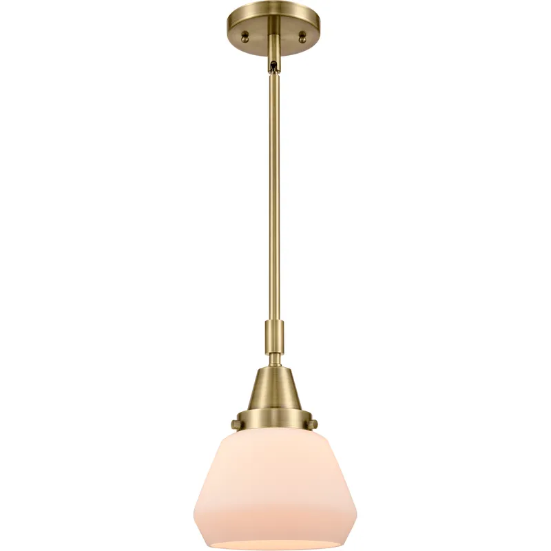 Franklin Restoration Fulton LED 7 inch Antique Brass Mini Pendant Ceiling Light in Matte White Glass