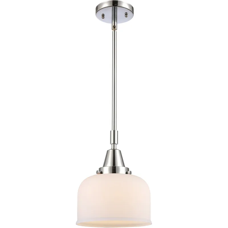 Franklin Restoration X-Large Bell LED 12 inch Polished Chrome Mini Pendant Ceiling Light in Matte White Glass