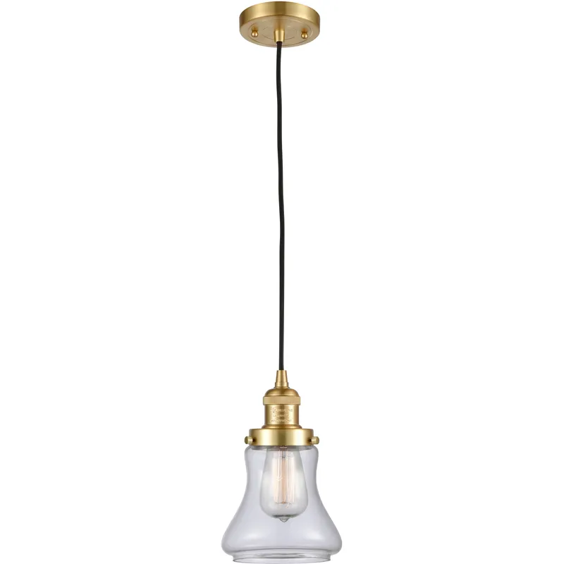 Franklin Restoration Bellmont 1 Light 6.25 inch Satin Gold Mini Pendant Ceiling Light in Incandescent, Clear, Franklin Restoration