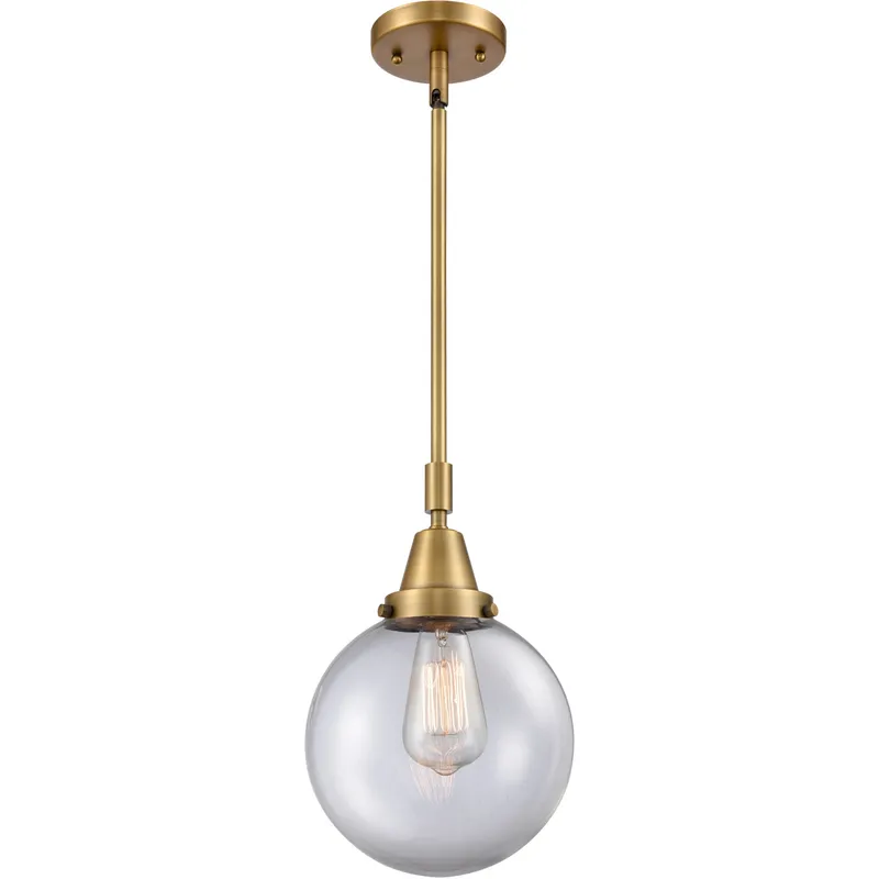 Franklin Restoration Beacon LED 8 inch Brushed Brass Mini Pendant Ceiling Light in Clear Glass