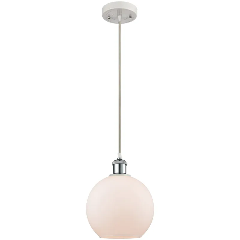 Ballston Athens 1 Light 8 inch White and Polished Chrome Mini Pendant Ceiling Light
