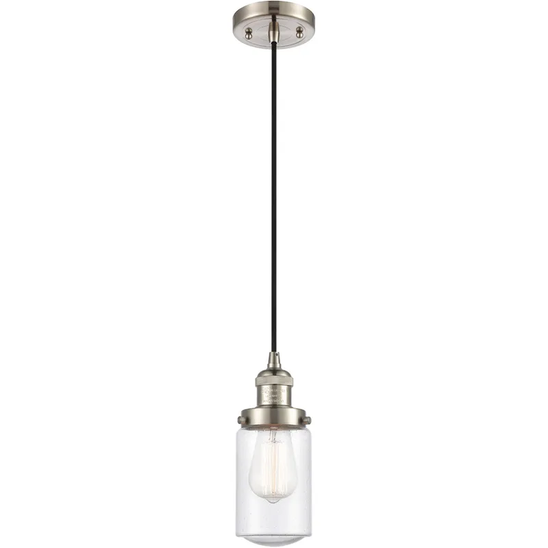 Franklin Restoration Dover LED 5 inch Brushed Satin Nickel Mini Pendant Ceiling Light in Seedy Glass, Franklin Restoration