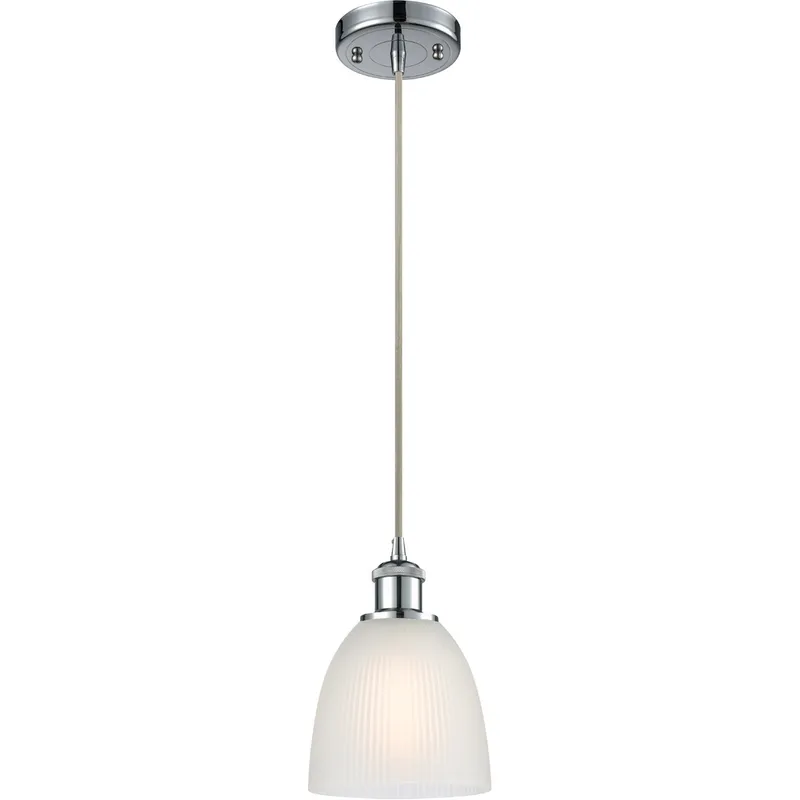 Ballston Castile 1 Light 6 inch Polished Chrome Mini Pendant Ceiling Light in White Glass, Ballston