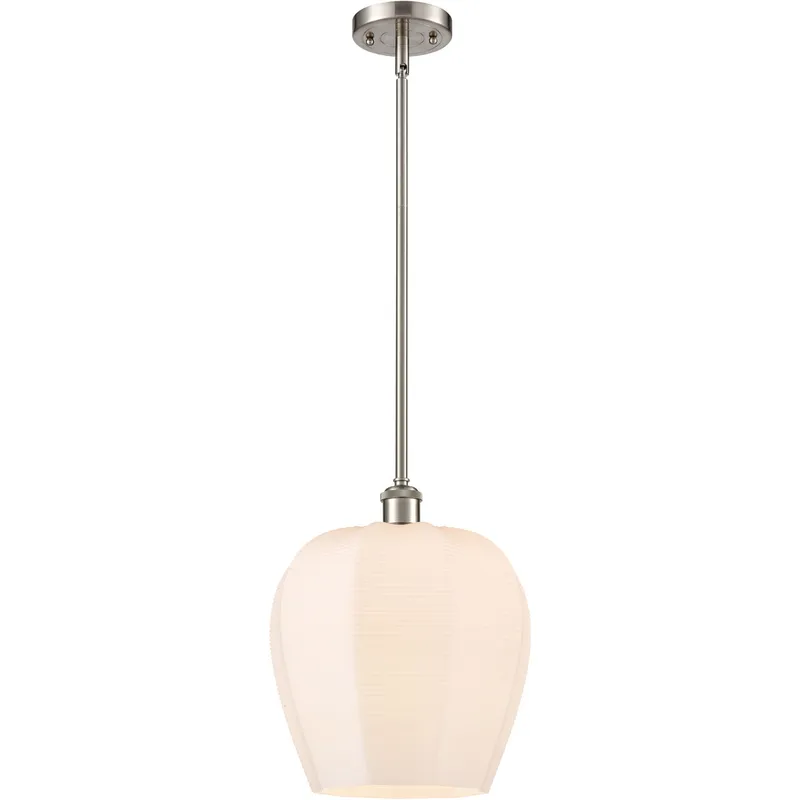 Ballston Norfolk 1 Light 12 inch Brushed Satin Nickel Mini Pendant Ceiling Light in Matte White Glass