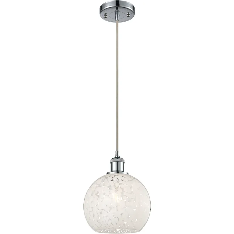 Ballston White Mouchette 1 Light 8 inch Polished Chrome Cord Hung Mini Pendant Ceiling Light