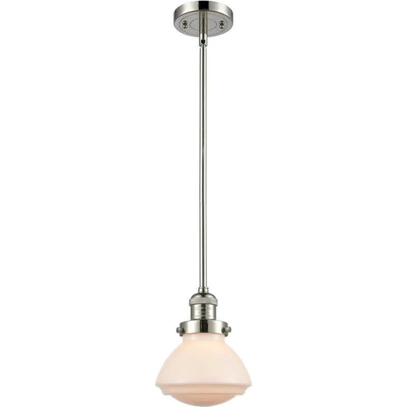 Franklin Restoration Olean LED 6.75 inch Polished Nickel Mini Pendant Ceiling Light in Matte White, Franklin Restoration