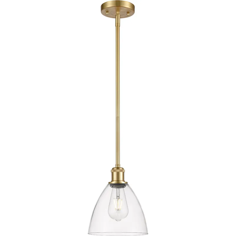 Ballston Dome LED 7.5 inch Satin Gold Mini Pendant Ceiling Light in Clear Glass
